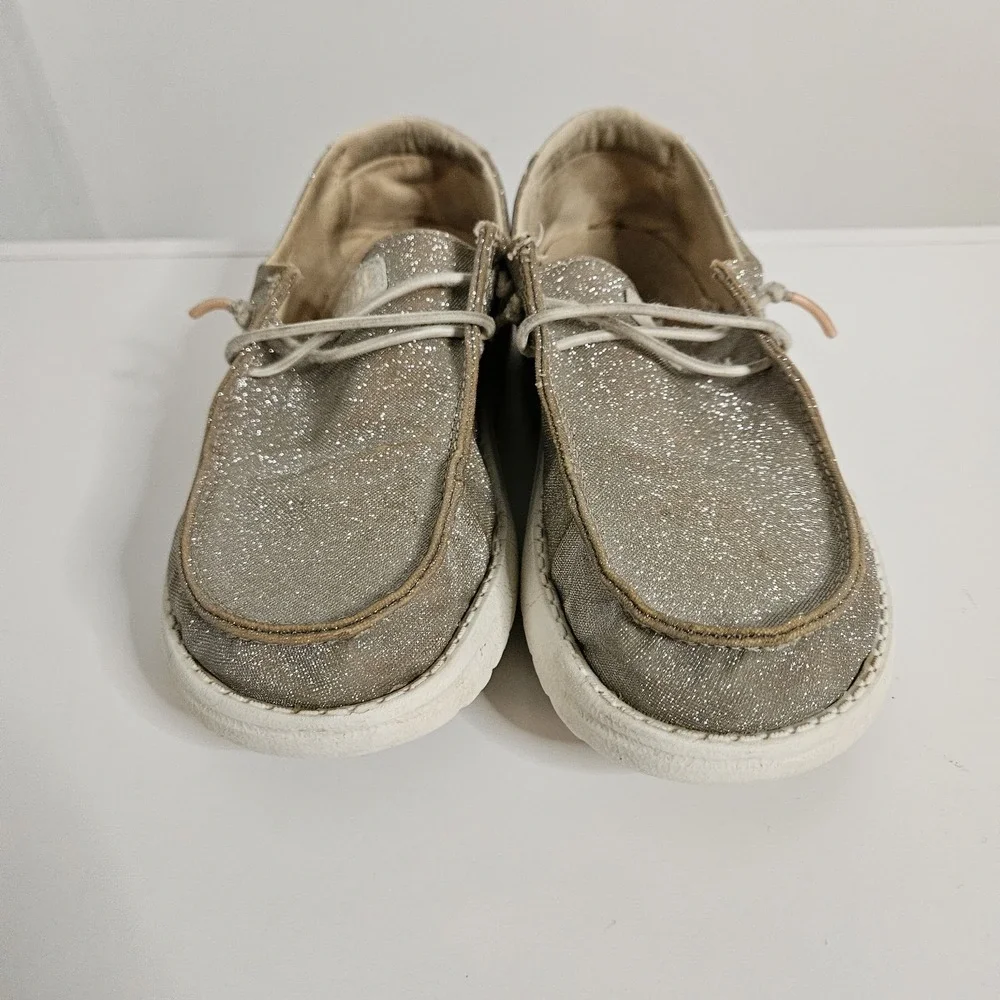 Hey Dudes Wendy Metallic Sparkle‎ Rose Gold Slip-On Girls Size 3 Summer Sun